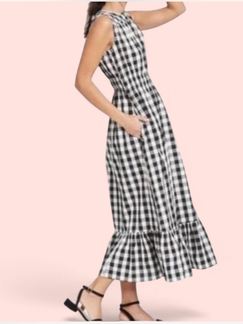 Target Sundresses Lot of Two Influencer Faves Cotton Pockets Teal & B/W Gingham - Picture 3 of 16